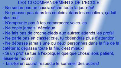 les 10 commendement du Bahut ^^